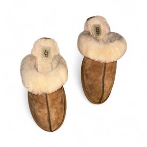 UGG Women's Brown and Cream Sheepskin Slippers